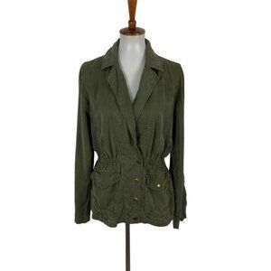Lucky Brand Jacket Small Green Utility Button Up Military Style Casual Fall‎